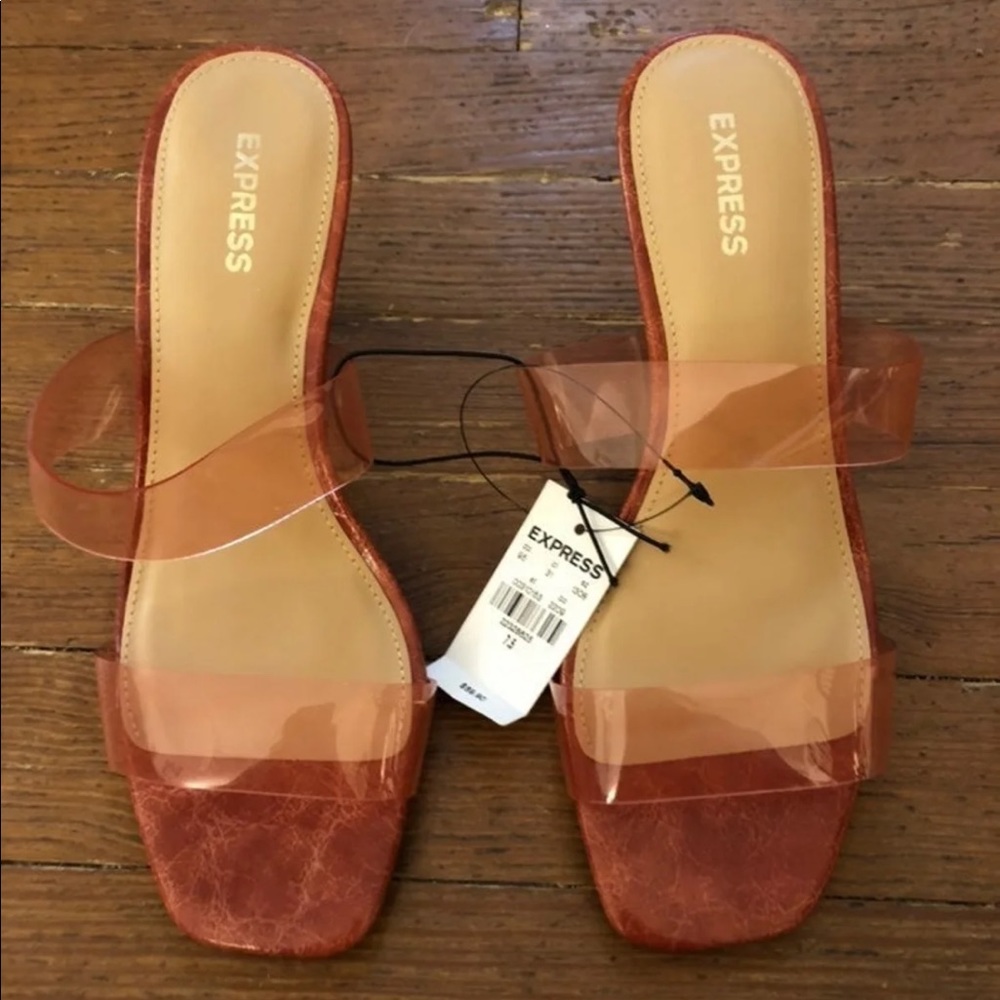 Clear red heeled sandals